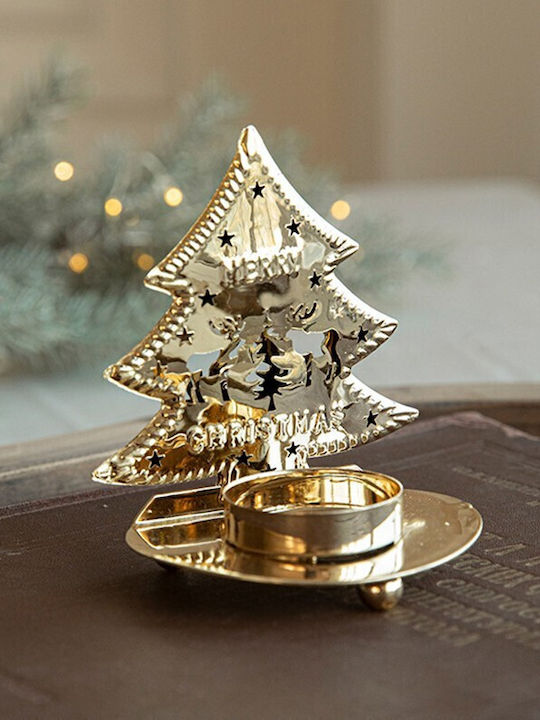 Alista Home Suport Pentru Lumânare Metalic De Crăciun Auriu 10.5x9cm