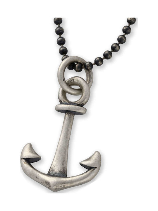 Men's Necklace Anchor Handmade Silver 925 Cord ...