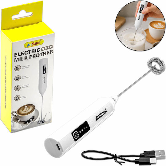 Andowl Electric Hand Held Coffee Frother White