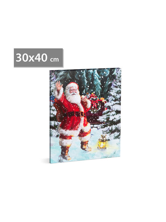 Pictură De Crăciun Cu Led 40 X 30 Cm Decor De Perete Lumină Alb Cald 2 X Baterii Aa