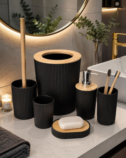 Parris Home Badezimmerzubehör-Set Kunststoff Schwarz 6 Stück