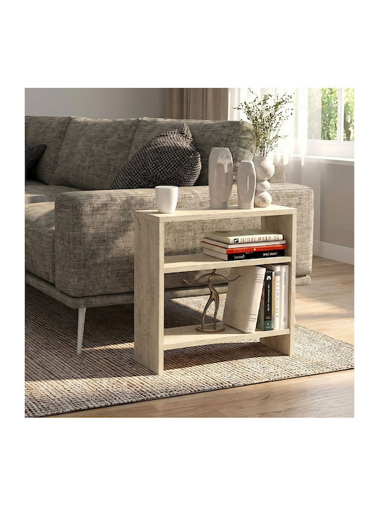 Rectangular Side Table Silvanus Wooden Travertine W51xD17.5xH49cm