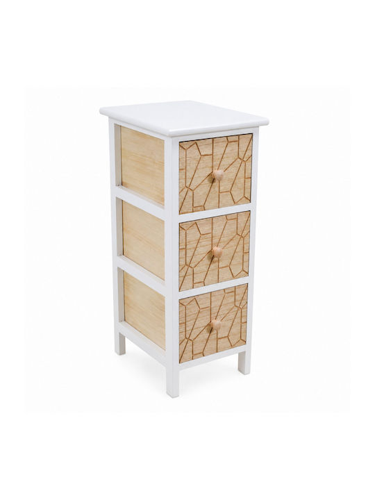 Wooden Storage Drawers with 3 Drawers L26xW32xH62cm