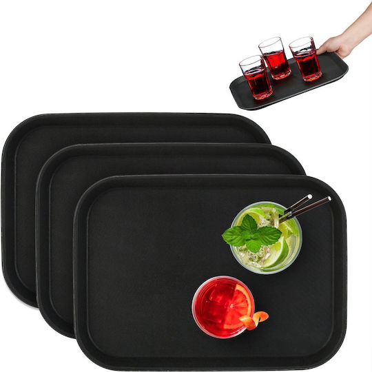 Relaxdays Tăvi De Servire Din Plastic 35x25cm 3 Bucăți