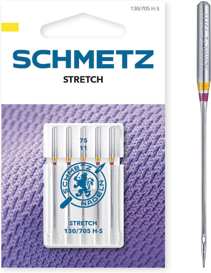 Set 5 Sewing Needles Elastic Materials Fineness 75 Schmetz 130/705 H-s Vms