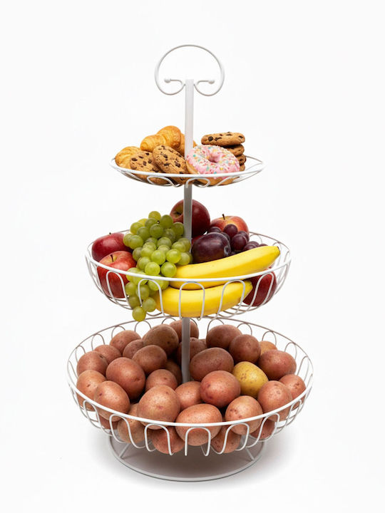 Relaxdays Fruit Bowl 3 Levels White 47x30x30cm