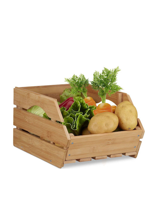 Relaxdays Boluri și Coșuri de Fructe Din Bambus Bej 20x27.5x38 cm