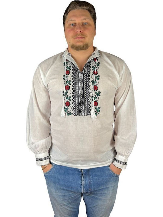 Bluza Alb-Verde Închis
