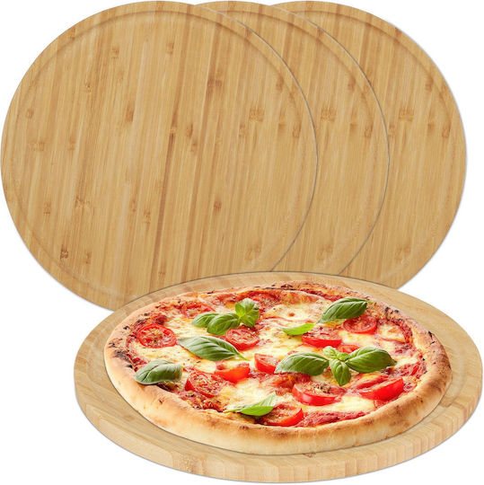 Relaxdays Relaxdays Servierplatte Pizza Hölzernes 32x32cm 4 Stück