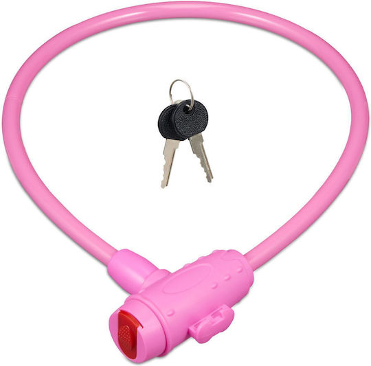 Relaxdays Bicycle Lock Set 1 Lock 2 Keys 70x1cm Pink Red