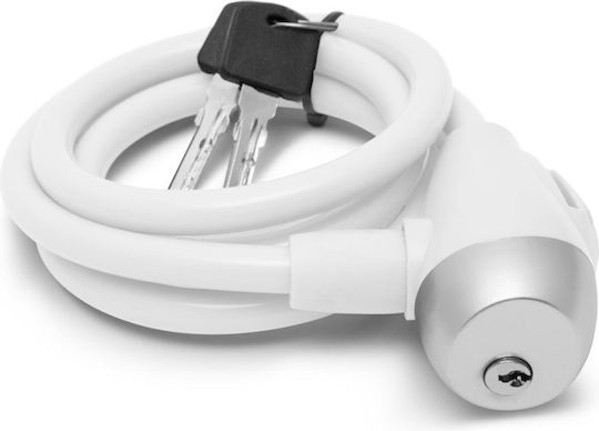 Bicycle Cable Lock Steel 10 Mm X 120 Cm Anti-theft 2 Keys Cut-resistant White