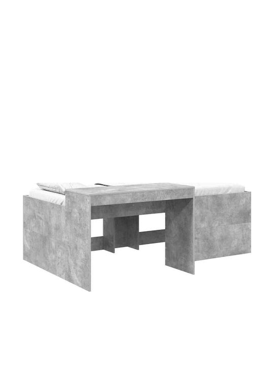 Kids Single Bed with Desk Gray
