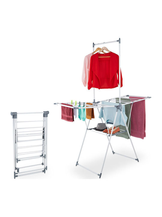 Relaxdays Uscătoare De Rufe Pliabilă De Pardoseală Din Inox Cu Lungimea Suportului De Uscare A Hainelor 15m