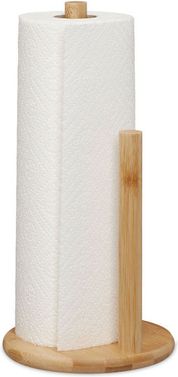 Relaxdays Wooden Beige Paper Towel Holder 28x14.5cm 10045693