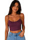 Women's Crop Top Set 2 Pieces Laser Cut Spaghetti Strap Purple