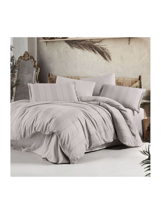 Clasy Home Подредба Пликове За Завивки 100% Памук 200x220см Двойна С 2 Калъфки За Възглавници И 1 Чаршаф Сив