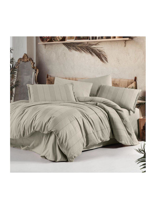 Clasy Home Подредба Пликове За Завивки 200x220см Двойна С 2 Калъфки За Възглавници И 1 Чаршаф Бежов