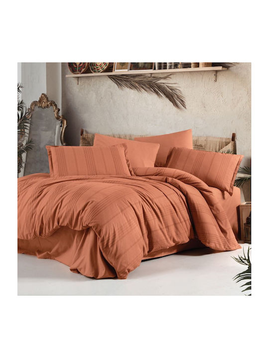 Clasy Home Подредба Пликове за Завивки 200x220см Двойна с 2 Калъфки за Възглавници и 1 Бежов Чаршаф