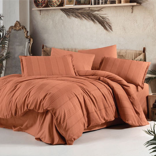 Clasy Home Set Duvet Cover 200x220cm Double with 2 Pillowcases and 1 Bed Sheet Beige