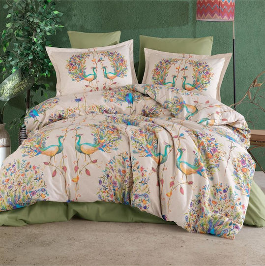 Clasy Home Σετ Παπλωματοθήκη (2 τμχ) Βαμβακερή 160x220cm Μονή με Μαξιλαροθήκη & 1 Σεντόνι Μπεζ