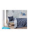 Eponj Home Подредба Плик За Завивка 100% Памук 150x220см Единичен с Калъфка и 1 Чаршаф Син