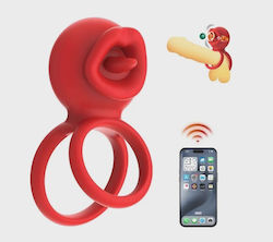 Tongue Licking Penis Ring Bluetooth Control Mobile App Silico
