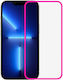 Folie Protectie Telefon Tempered Glass Apple iPhone 15 Flippy Luminous Neon Fosforescent Silicon Margine Mat Anti-Amprente Protectie Completa 9h Roz