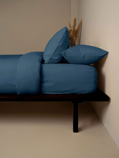 Sunshine Cotton Feelings 121 Σετ Σεντόνια Μονά με Λάστιχο 105x205+30εκ. Sea Blue (3τμχ)