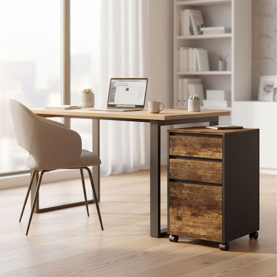 Συρταριέρα Γραφείου Ξύλινη με Ροδάκια Brown/black 40x40x70cm