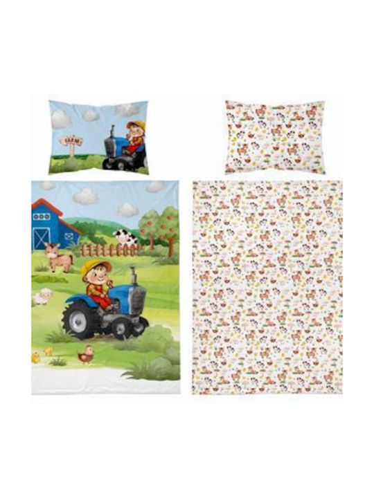 Detexpol Set Baby Bettbezug mit Kissenbezug Blau 90x120cm