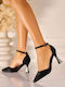 Suede Heels With Low Heel Black