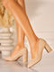 Suede Heels with Low Heel Beige