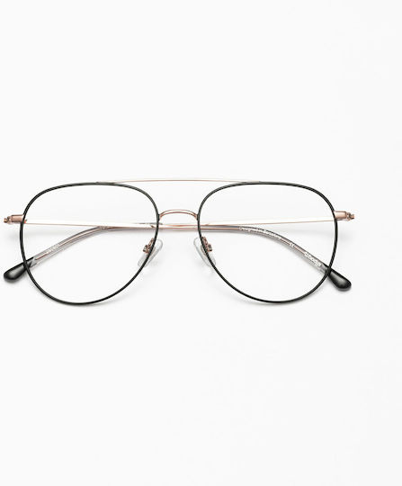Woodys Matte Black On Rose Gold Aviator Titanium Eras