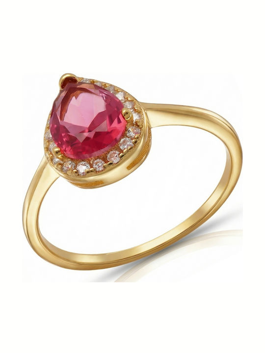 Kiriakos Gofas Set Women's Rings with Zircon from Gold Plated Silver