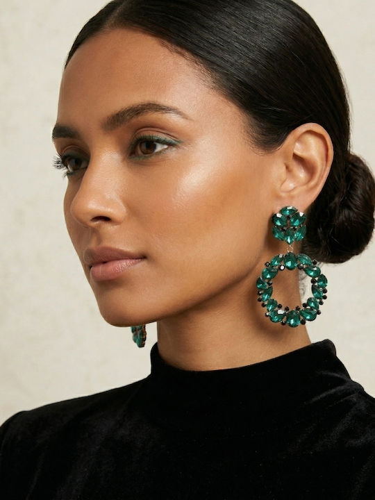 Grekas Dangle Earrings with Green Stones