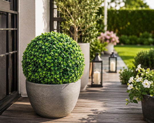 Decorative Artificial Green Leaf Ball 28cm Garden Balcony & Decoration