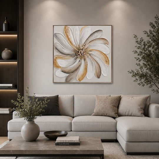 Панел Живопис Платнен Релефна Рамка Сребърна Bloom Canvas 62x62x4см Galifas 71342 Galifas