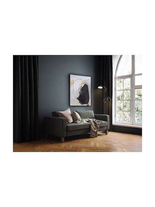 Rasgos Ii Acrylic Canvas Painting 75x100 Black Frame White Grey Ecru Gold