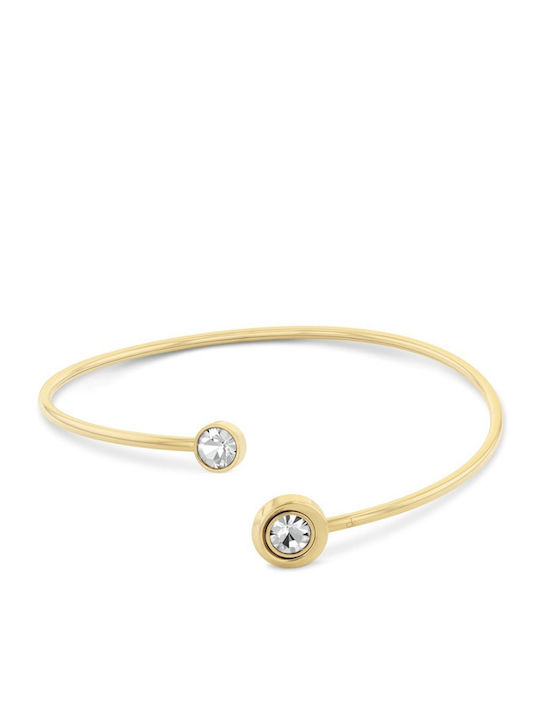 Calvin Klein Women's Steel Gold Plated Handcuff Bracelet with Zircon