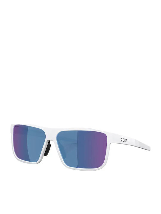 Bliz Unisex Sonnenbrillen mit Weißem Rahmen und Blauem Spiegelglas 702704