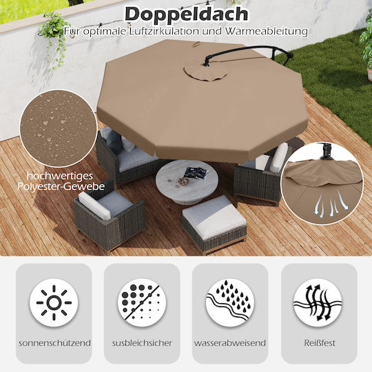 Professioneller Quadratischer Metallischer Brauner Garten- und Terrassen-Sonnenschirm 3,05x3,05m