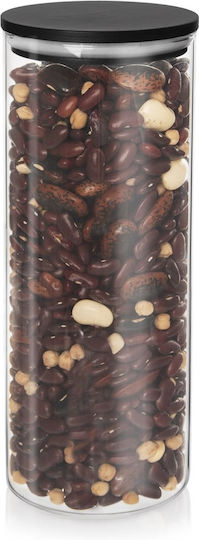 Orion Jar for Coffee Pasta with Lid Glass Black 1200ml