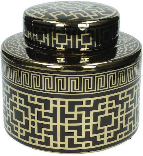 Zaros General Use Vase with Lid Made of Porcelain Black 18x20cm 1 Piece