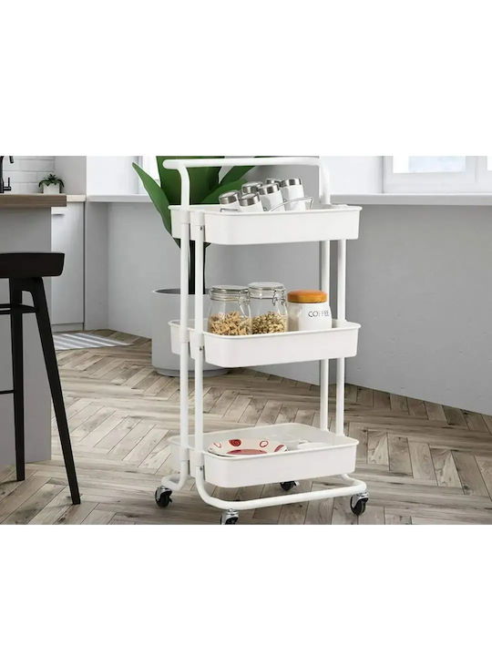 Verk Group Kitchen Trolley Metallic 3 Tiers White 40x36x76cm