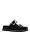 Deri Damen Flatforms Schwarze
