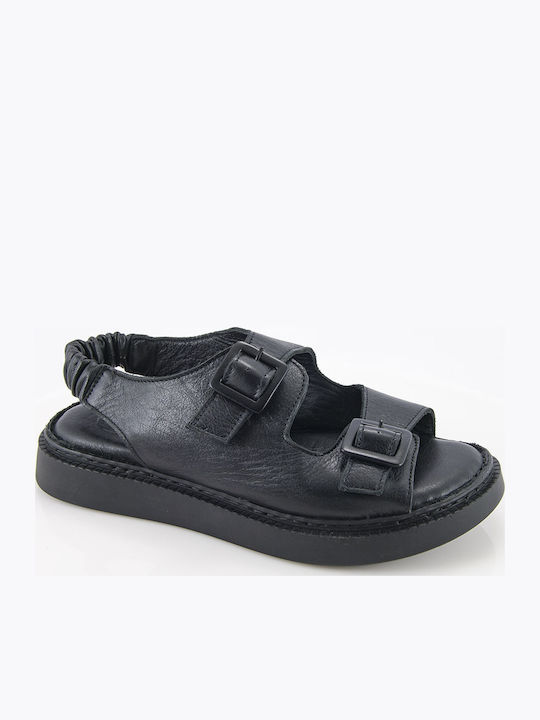 Safe Step Leather Women's Flat Sandals Black
