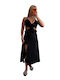 Sommer Midi Abendkleid mit Rüschen Schwarze