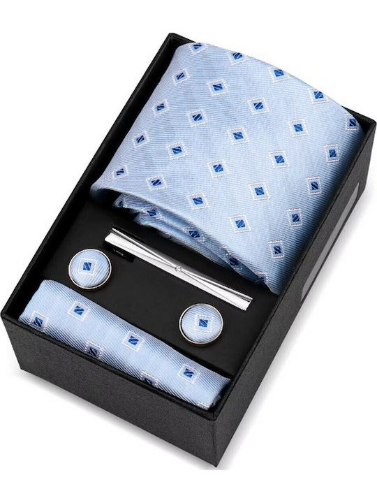 Martin & Co Set Of Men's Synthetic Printed Tie In Light Blue Colour