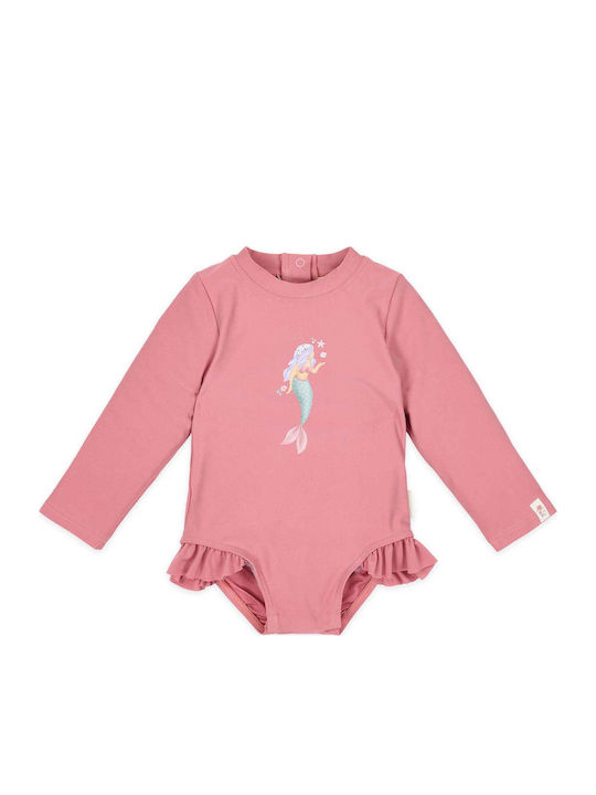 Little Dutch Kids One-Piece Swimsuit With Long Sleeve Dreamy Pink