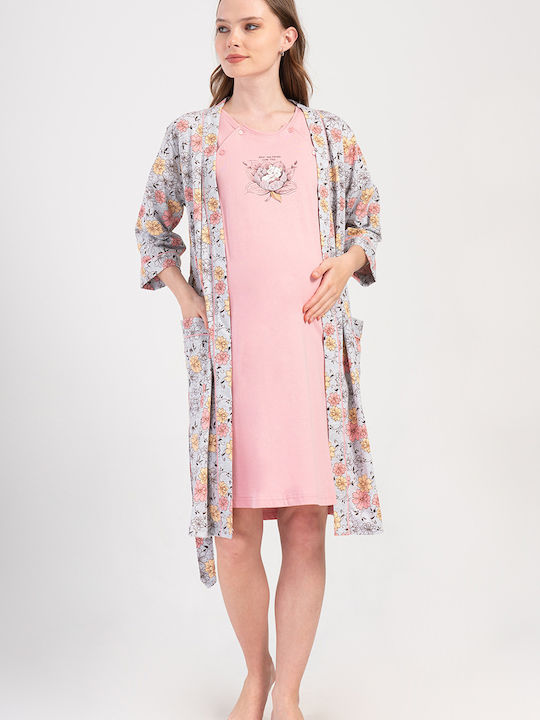 Vienetta Secret Summer Women's Pyjama Set Gray-Pink